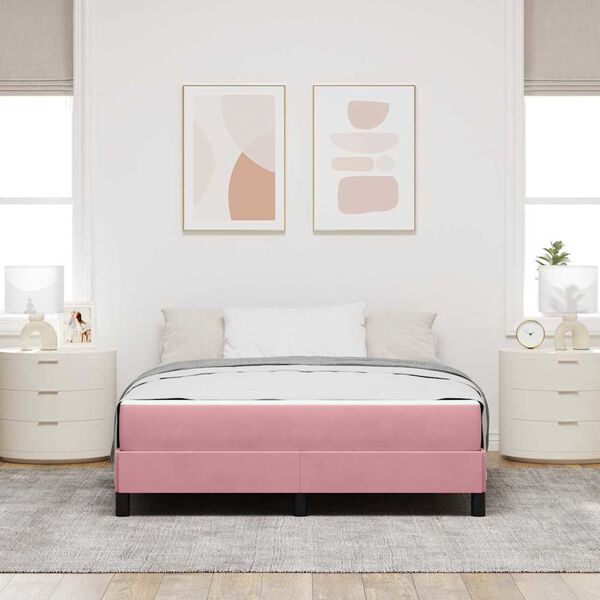 vidaXL Boxspringbed met matras Roze 140 x 190 cm Stof
