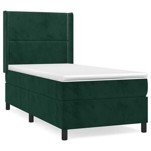 vidaXL Boxspring met matras fluweel donkergroen 90x190 cm