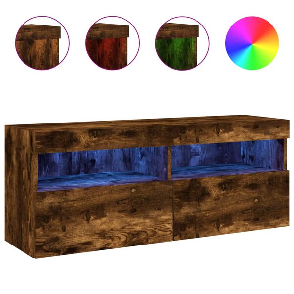 vidaXL Tv-wandmeubel met LED-verlichting 100x30x40 cm gerookt eiken