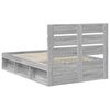 vidaXL Bedframe Grijs Sonoma 135 x 190 cm Massief grenenhout