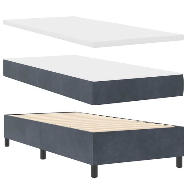 vidaXL Boxspring bed met matras Donkergrijs 90 x 190 cm Fluweel