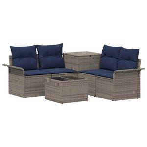 vidaXL Bankstel 6 st 4-Aantal zitplaatsen Grijs en Marineblauw