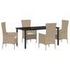 vidaXL Tuin eettafelset 5 st Beige poly rattan