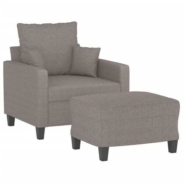 vidaXL Fauteuil met voetenbank 60 cm stof taupe