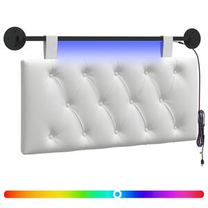 vidaXL Hangend hoofdbord Met LED-verlichting Wit Stof