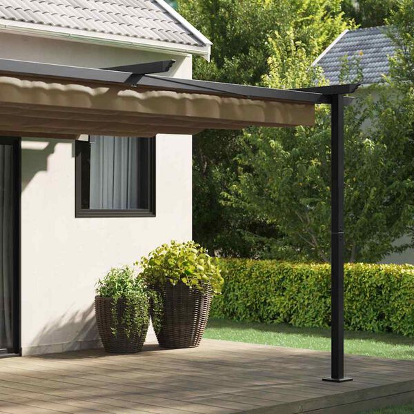 vidaXL Wandgemonteerde Pergola Taupe Staal
