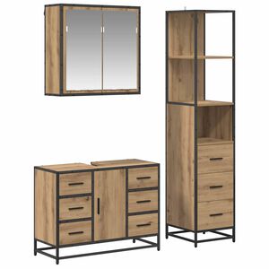 vidaXL Badkamermeubelset met lade 3 pcs Artisan Eiken Bewerkt hout