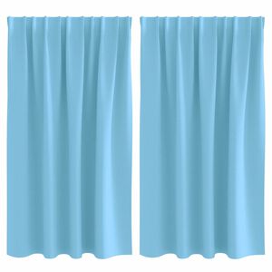 vidaXL Zwart-out Gordijnen met Ringen 2 pcs Lichtblauw 140 x 140 cm