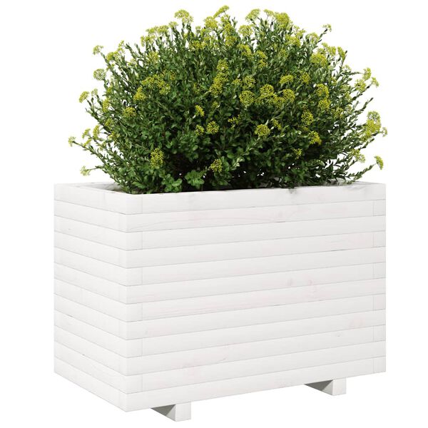 vidaXL Plantenbak 70x40x49,5 cm massief grenenhout wit