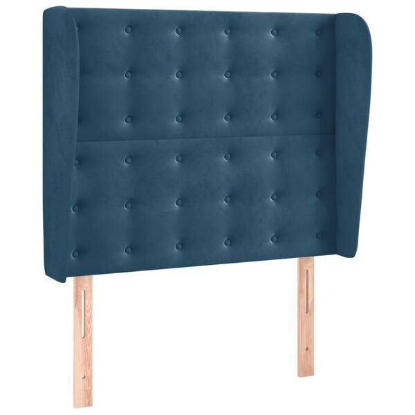 vidaXL Hoofdbord met randen 93x23x118/128 cm fluweel donkerblauw