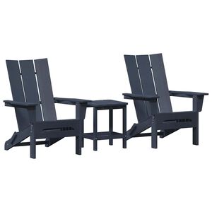 vidaXL Tuinstoel 3 st Marineblauw Polyetheen