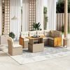 vidaXL 7-delige Loungeset met kussens poly rattan beige