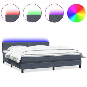 vidaXL Boxspring met matras en LED fluweel donkergrijs 180x210 cm