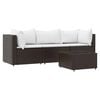 vidaXL 4-delige Loungeset met kussens poly rattan bruin