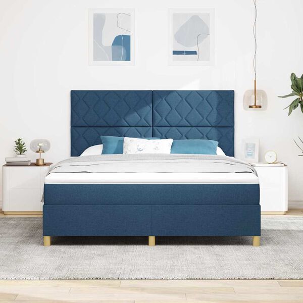 vidaXL Boxspring bed met matras met hoofdeinde Blauw 180 x 200 cm Stof