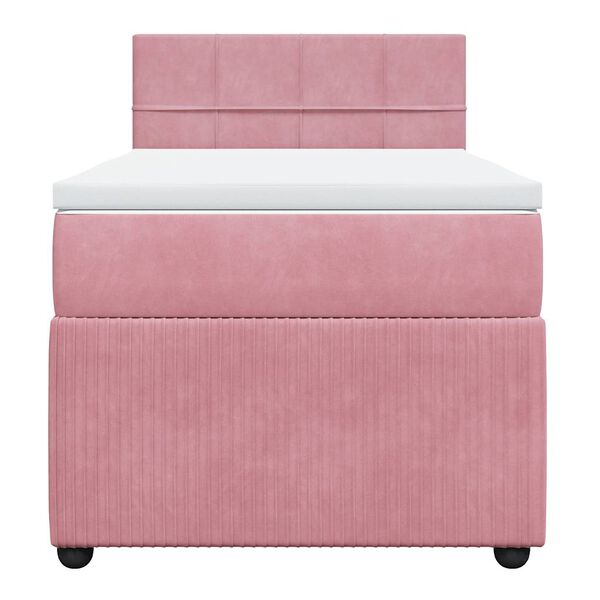 vidaXL Boxspring met matras fluweel roze 80x200 cm