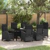 vidaXL Tuin eettafelset met kussen 7 pcs Zwart poly rattan