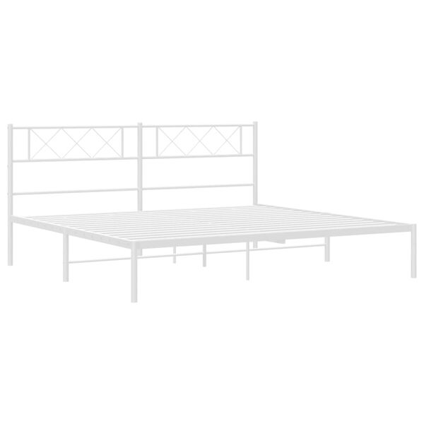 vidaXL Bedframe met hoofdbord metaal wit 160x200 cm