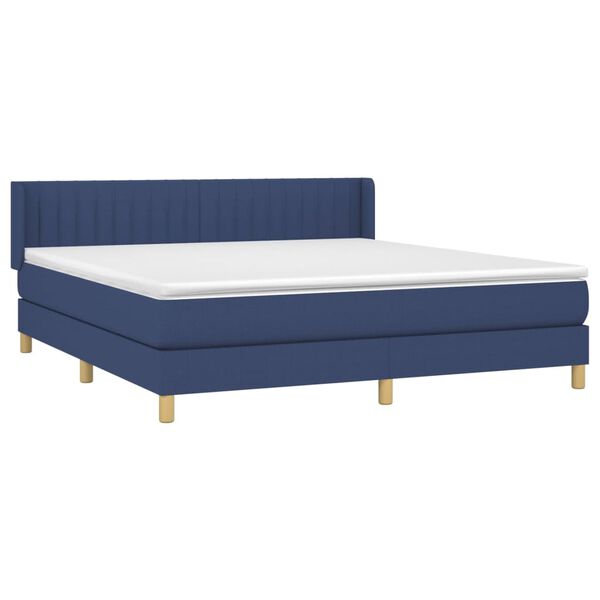 vidaXL Boxspring met matras stof blauw 180x200 cm