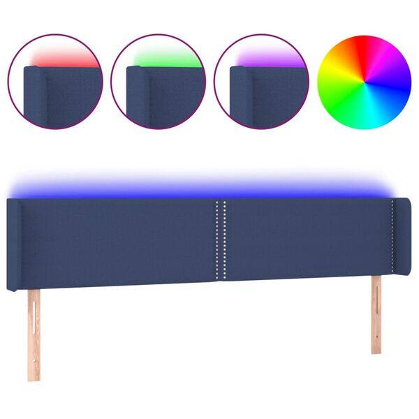 vidaXL Hoofdbord LED 183x16x78/88 cm stof blauw