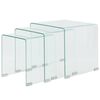 vidaXL Bijzettafel set 3-dlg transparant gehard glas