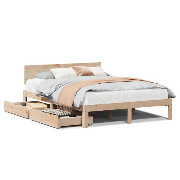 vidaXL Bedframe met lades massief grenenhout 160x200 cm
