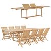 vidaXL 9-delige Tuinset 180-280x100x75 cm massief teakhout