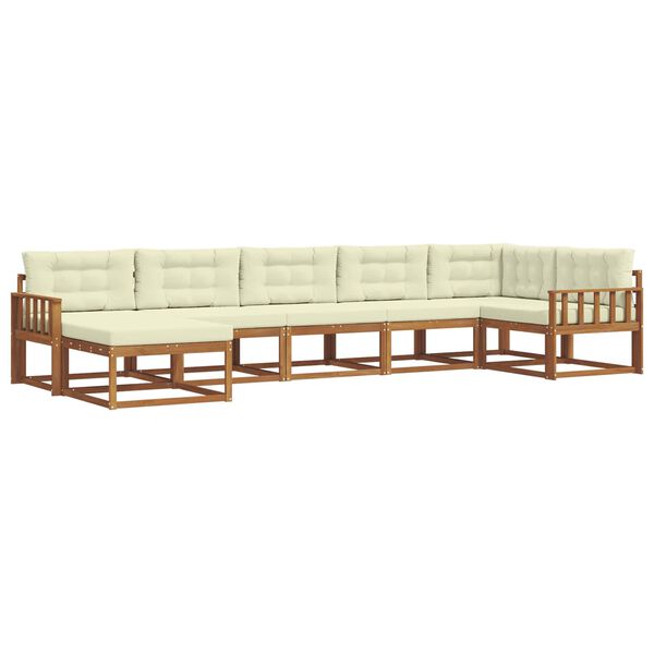 vidaXL Buiten bankenset met kussen 7 pcs Natuurlijk en Cr&egrave;me