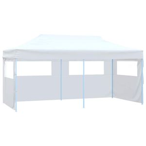vidaXL Partytent met 4 zijwanden inklapbaar 3x6 m staal wit