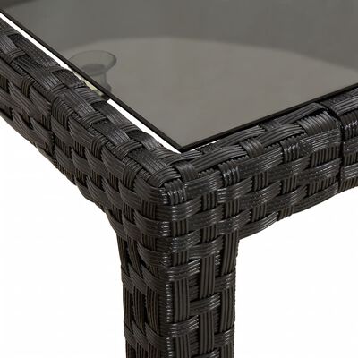 vidaXL Tuintafel 190x90x75 cm gehard glas en poly rattan black