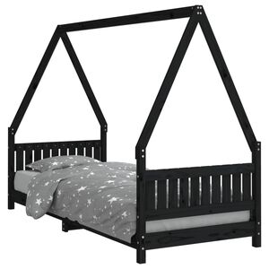 vidaXL Kinderbedframe 80x200 cm massief grenenhout zwart