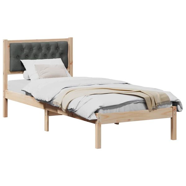 vidaXL Bedframe Donkergrijs 75 x 190 cm Massief grenenhout