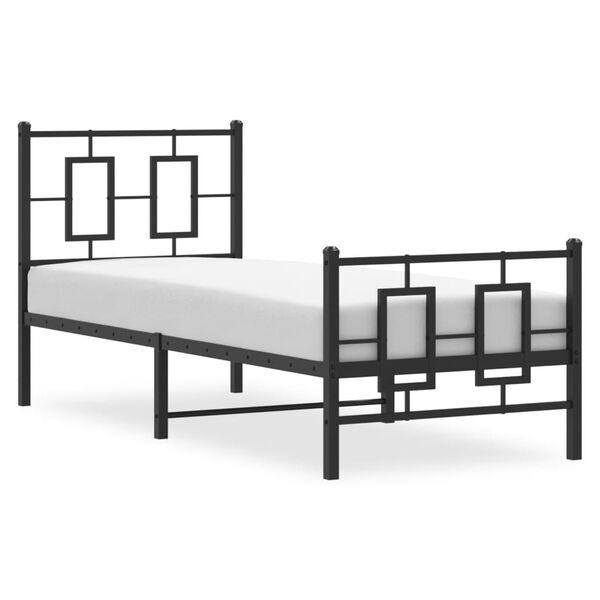 vidaXL Bedframe met hoofd- en voeteneinde metaal zwart 75x190 cm