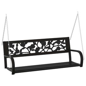 vidaXL Schommelbank 125 cm staal en kunststof zwart