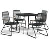 vidaXL 5-delige Tuinset PVC-rattan zwart