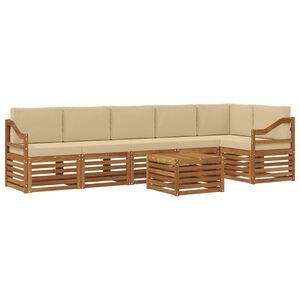 vidaXL Hoekbank Set met kussen 7 pcs Natuurlijk en Beige