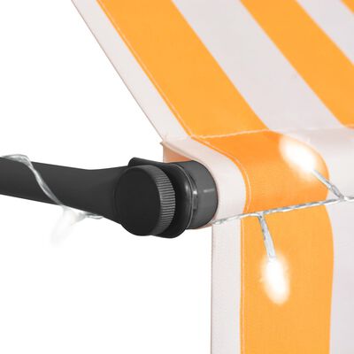 vidaXL Luifel handmatig uitschuifbaar met LED 300 cm wit en oranje