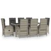 vidaXL 9-delige Tuinset met kussens poly rattan grijs