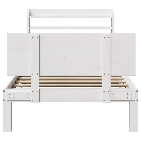 vidaXL Bedframe met hoofdbord massief grenenhout wit 75x190 cm