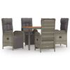 vidaXL 5-delige Tuinset met kussens poly rattan grijs