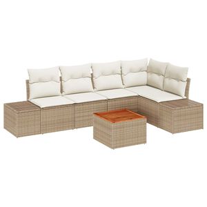 vidaXL Tuinbankenset met opslag 6 pcs Beige en Cr&egrave;me poly rattan