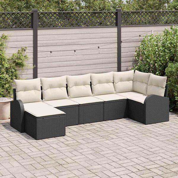 vidaXL Tuin Sofa Set 7 pcs Zwart Poly riet