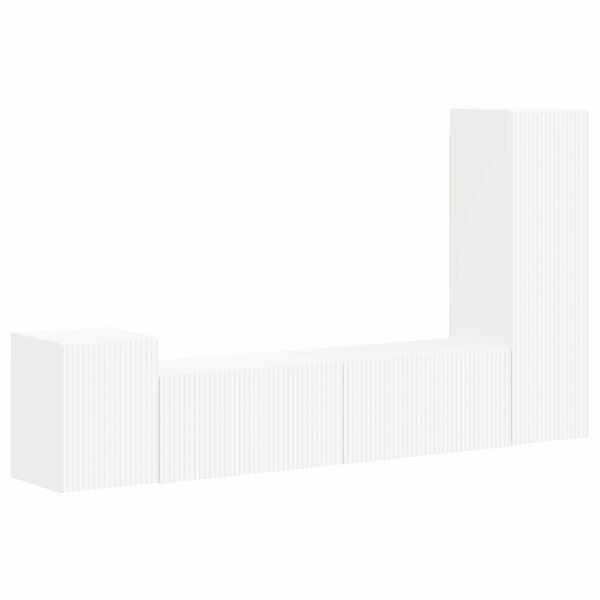 vidaXL Tv-meubelset Wandgemonteerd 4 pcs Wit Bewerkt hout