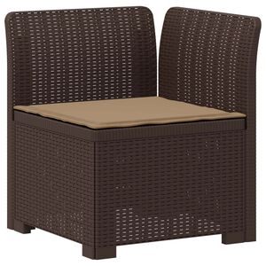 vidaXL E&eacute;npersoons Tuinbank met Kussen Rattan Look PP Bruin