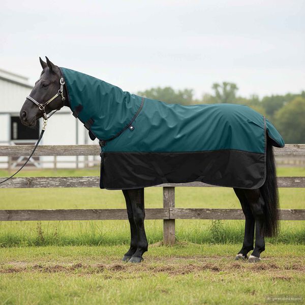 vidaXL Paardendeken Donkergroen en Zwart 75 cm Polyester