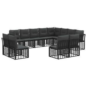 vidaXL Buiten bankenset 12 pcs Zwart en Donkergrijs Polyester