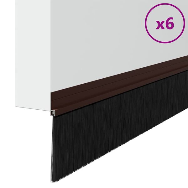 vidaXL Zelfklevende Deurborstels 6 pcs Bruin 100 cm Aluminium Legering