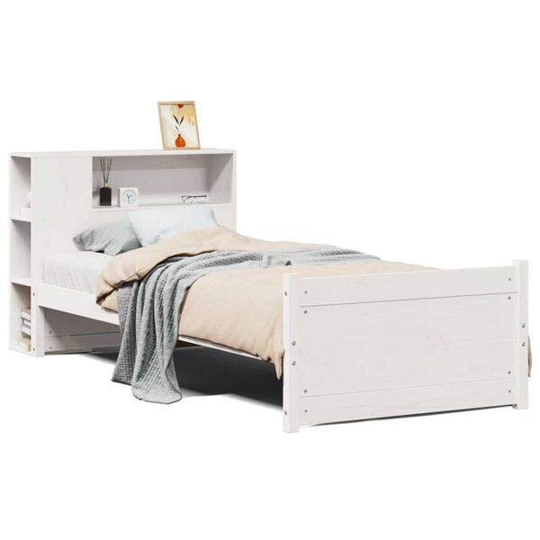 vidaXL Bed met boekenkast zonder matras grenenhout wit 90x200 cm
