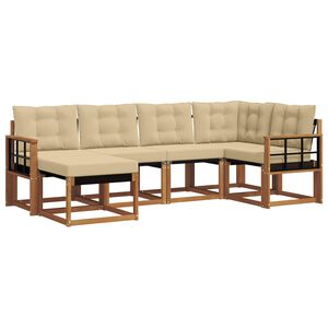 vidaXL Buiten bankenset met kussen 6 pcs Natuurlijk en Beige