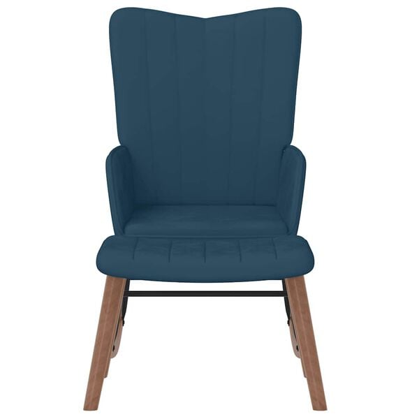 vidaXL Schommelstoel met voetenbank fluweel blauw